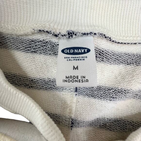 Old Navy Striped Lace-Up Sweatshirt Dress M Navy Cream Sailor Nautical Academia - Picture 7 of 7